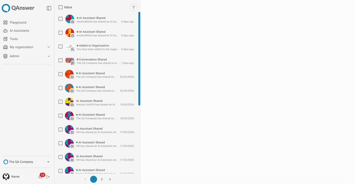 Notifications page