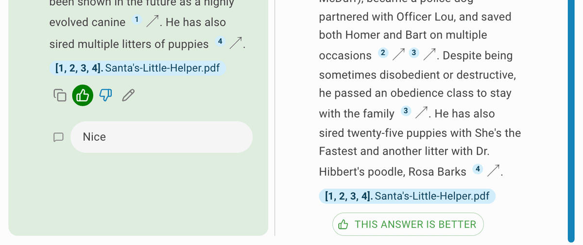 Feedback choose better answer