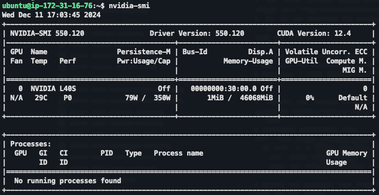 nvidia-smi output
