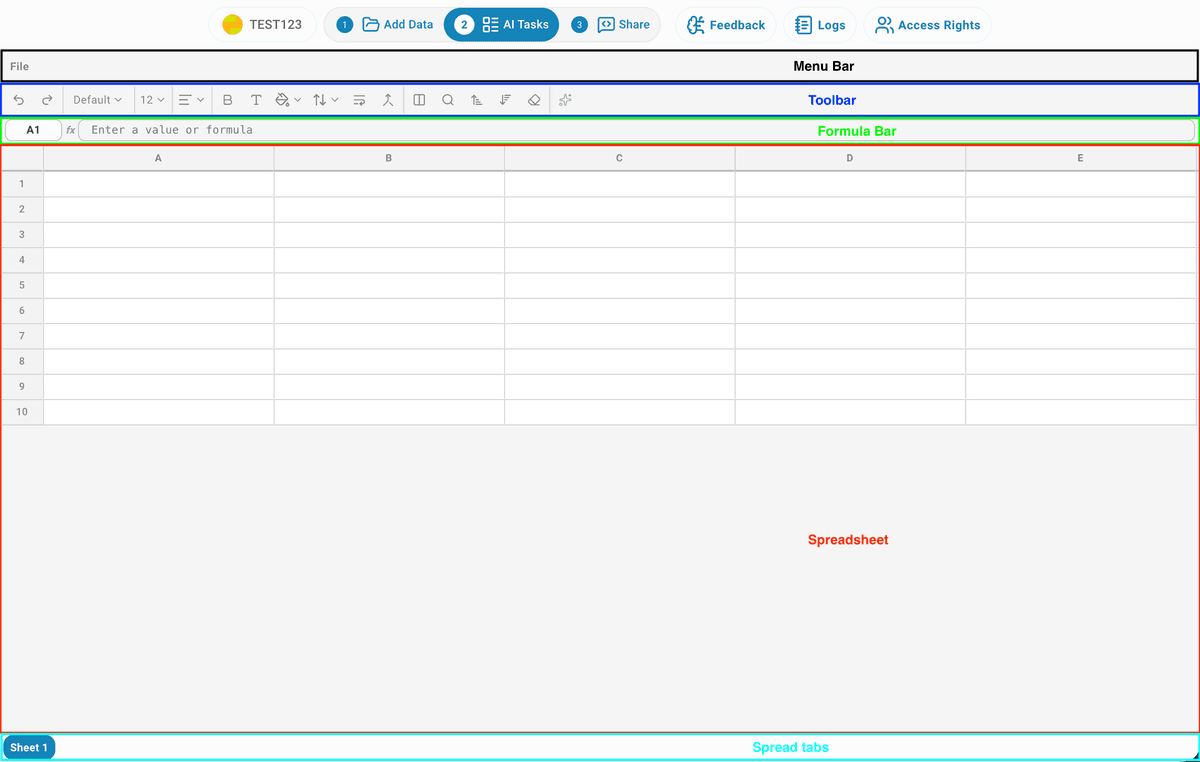 AI Spreadsheet interface overview