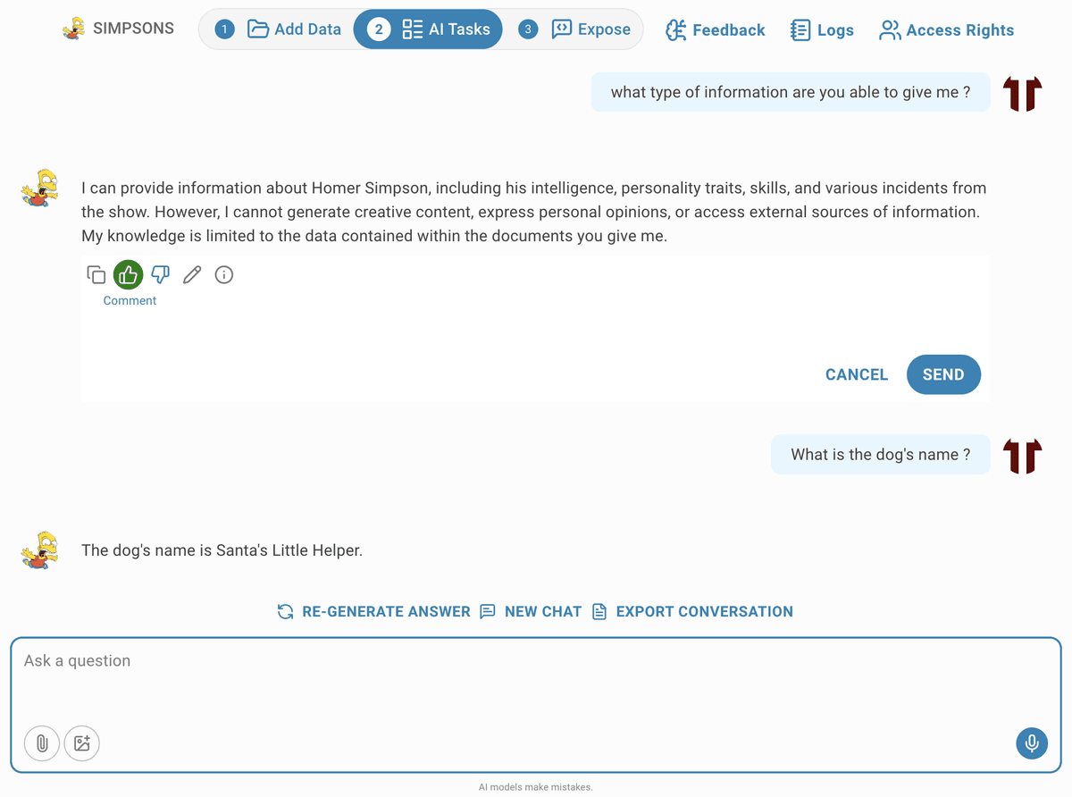 chat give positive feedback