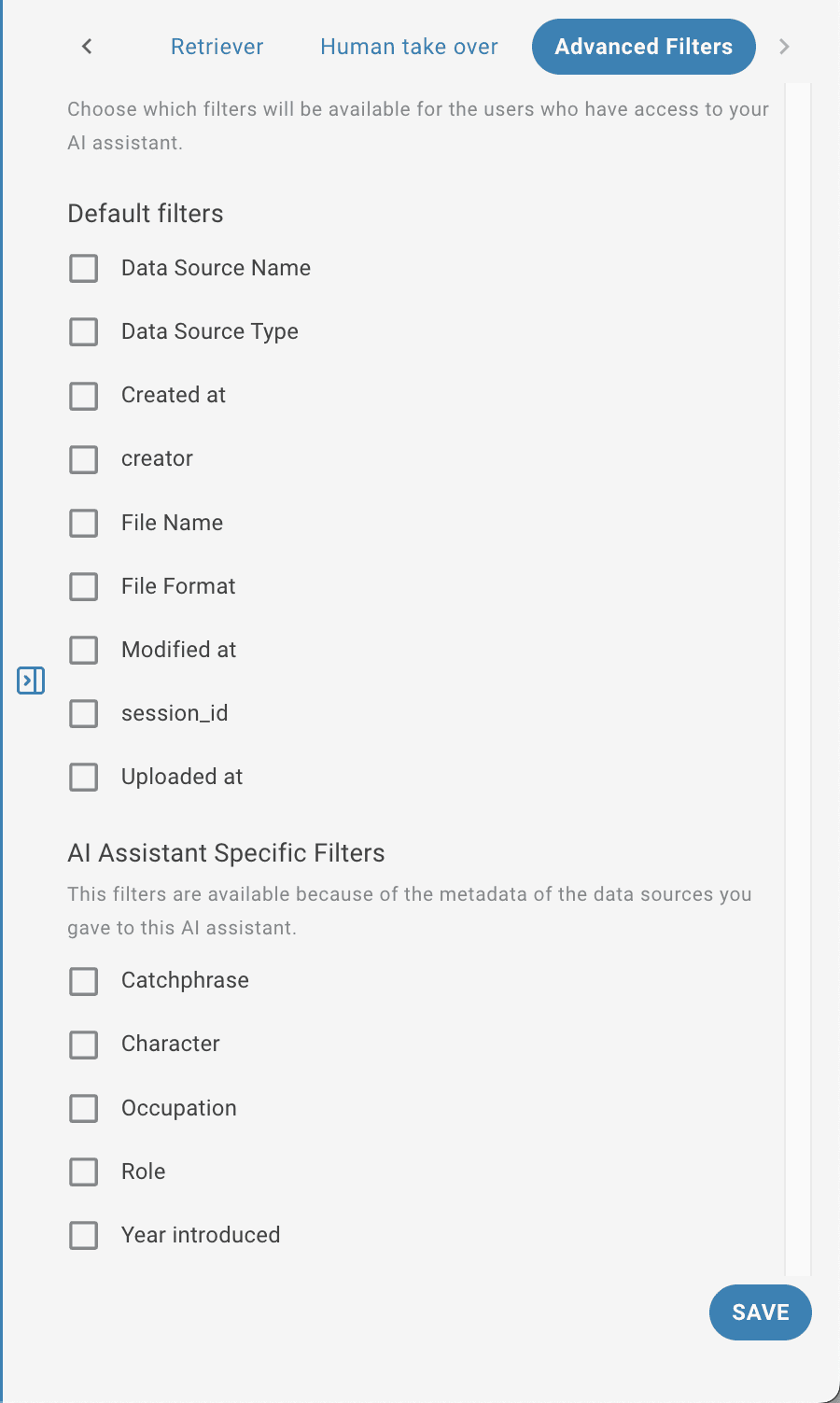 AI Task Search Filters