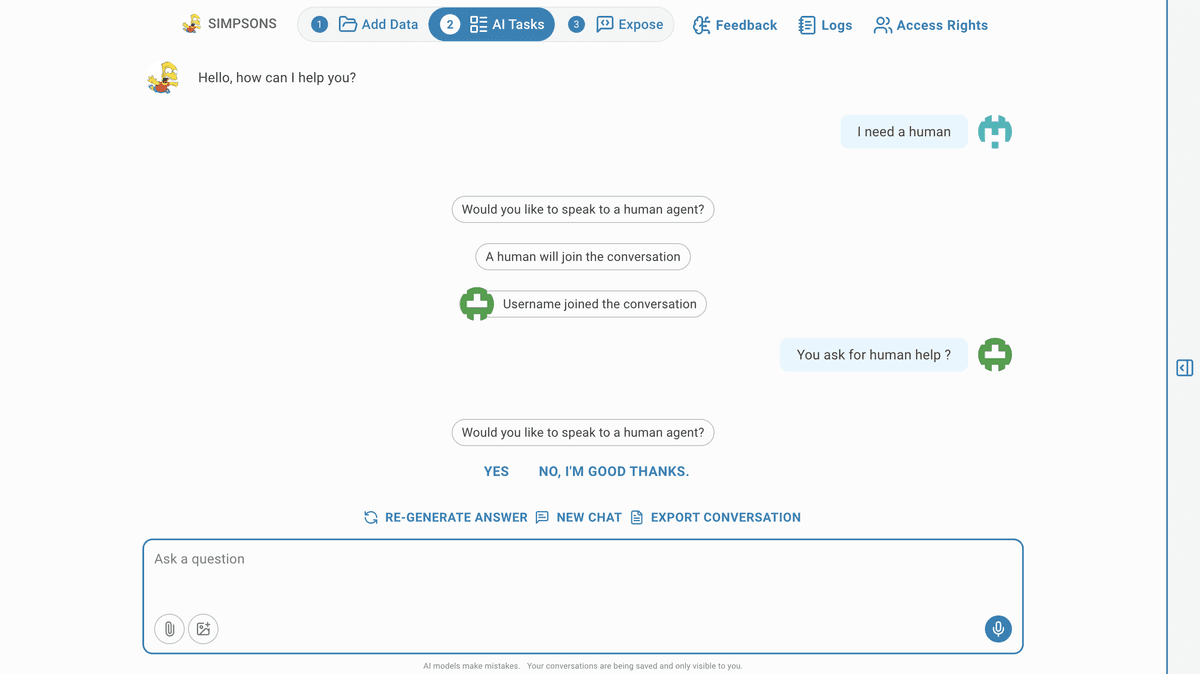 Human Takeover Chat