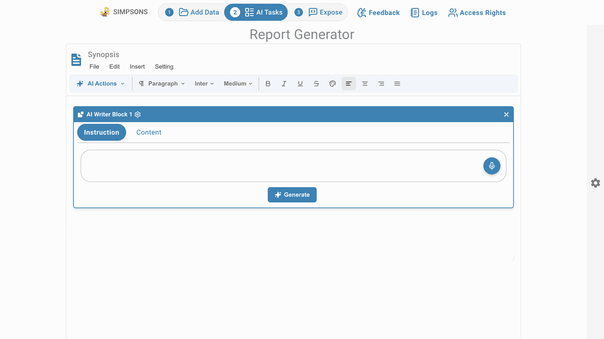 Report Generator AI bloc