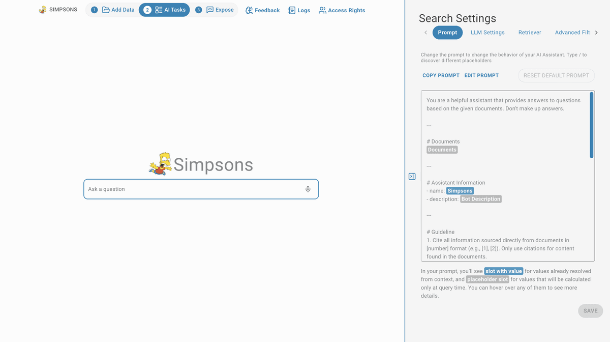 search pages settings prompt