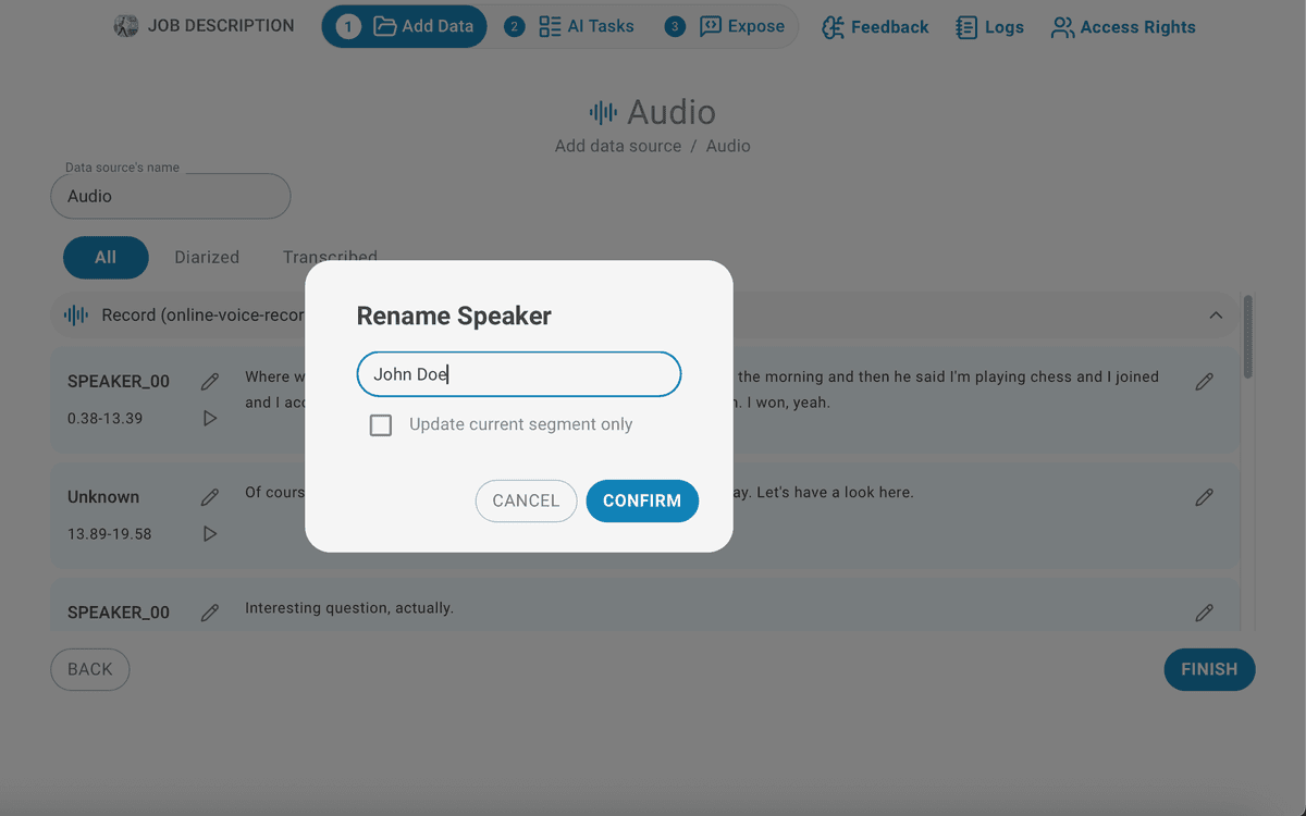 Update all segments for the speaker