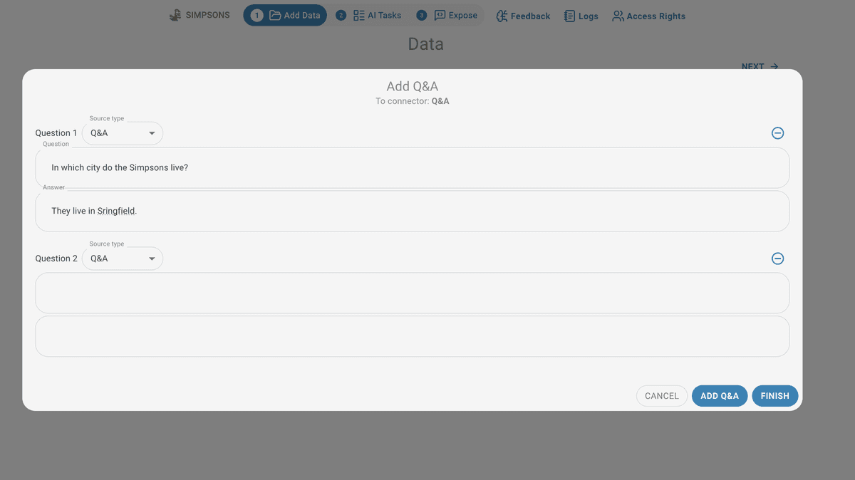 Add question popup