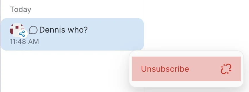 Conversation page share unsubscribe
