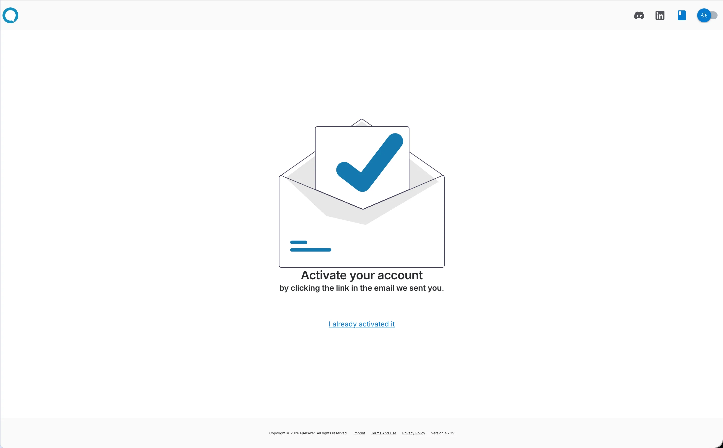 Account activation email