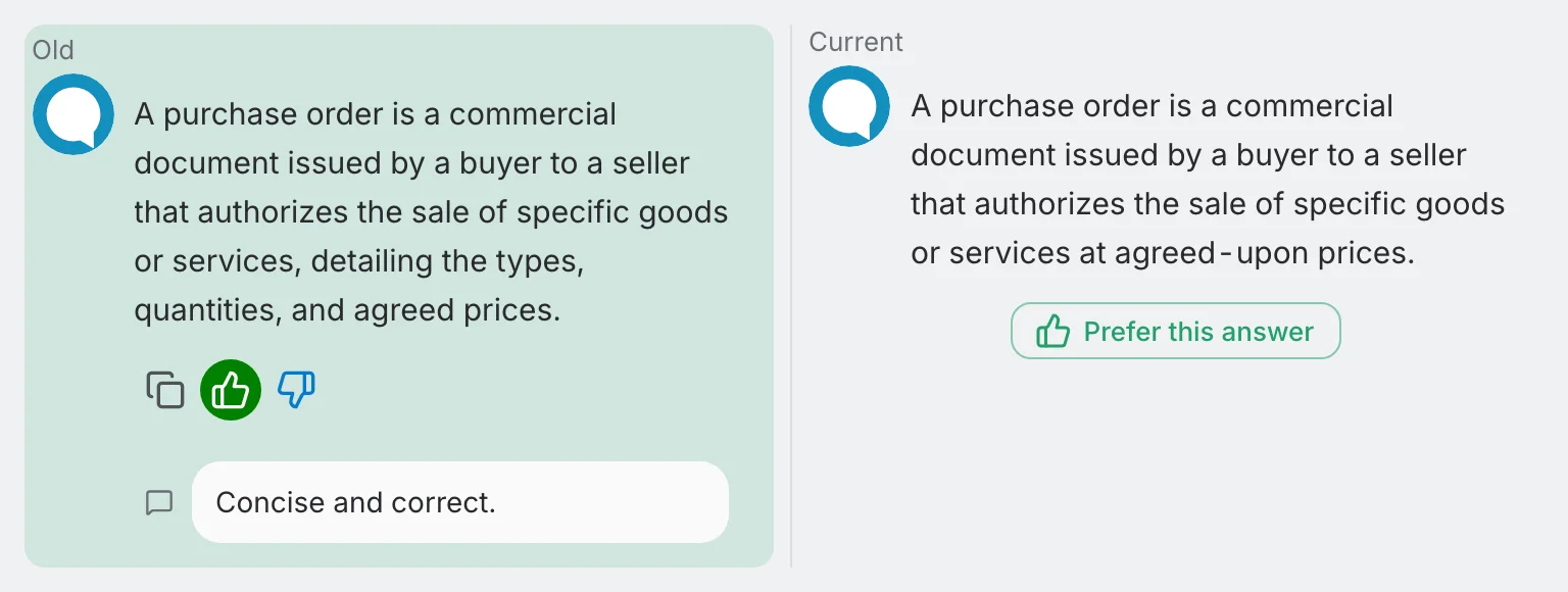 Feedback choose better answer