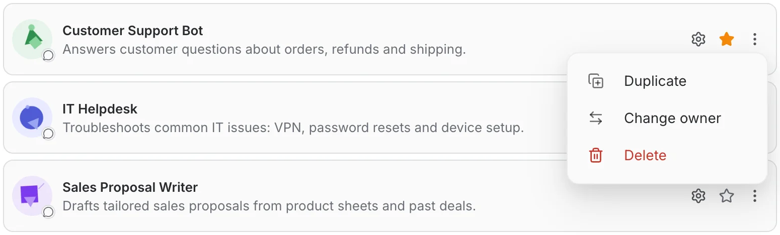 The More options menu of an assistant you own