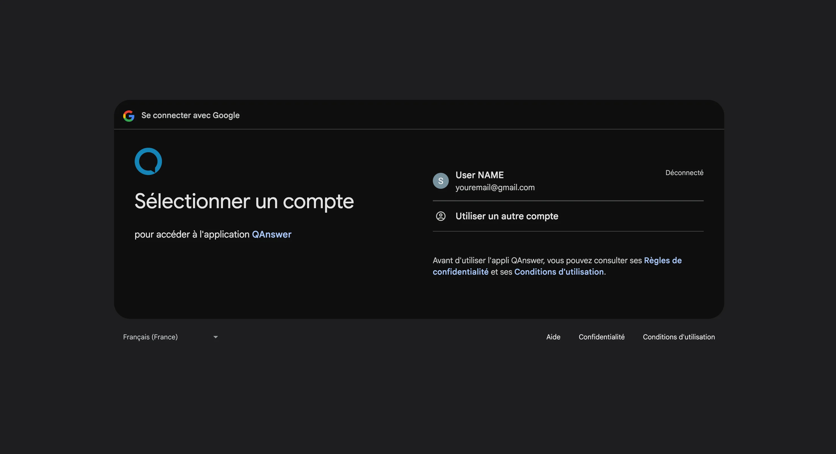 Choosing a known Google account