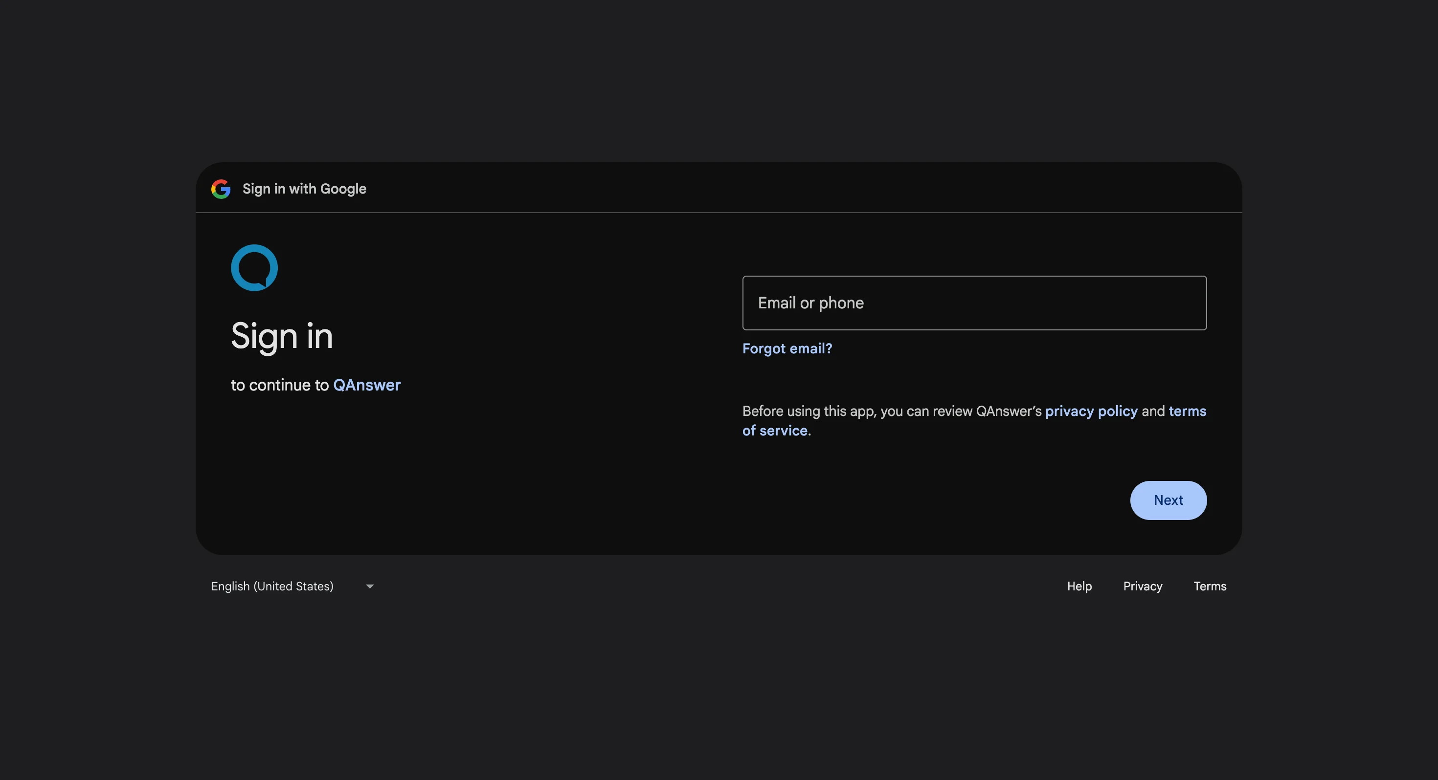 Signing in with another Google account
