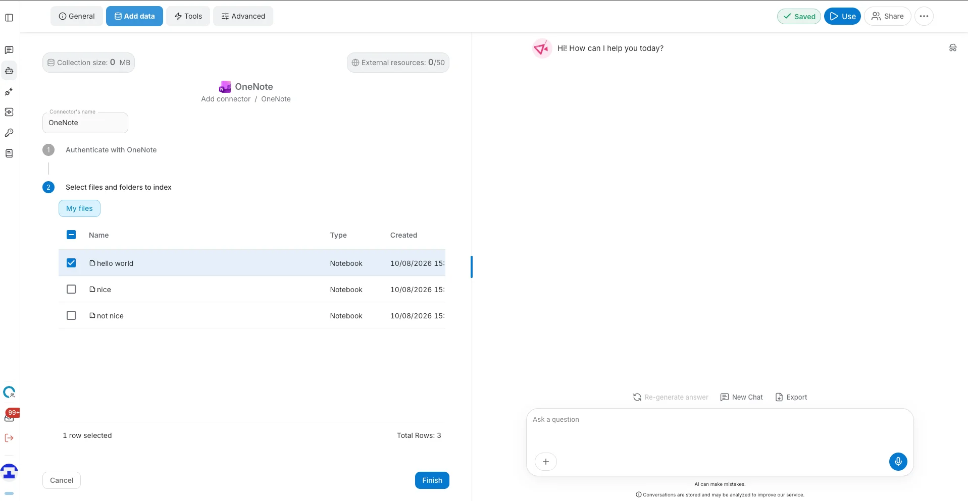 Selecting OneNote items