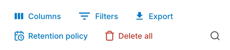 The Retention policy button in the Conversations toolbar